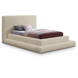 Bowery Hill Contemporary Soft Plush Beige Teddy Fabric Twin Bed