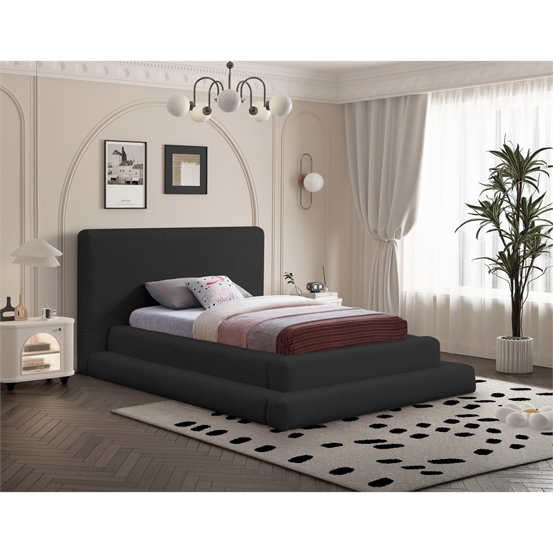 Bowery Hill Contemporary Soft Plush Black Teddy Fabric Twin Bed
