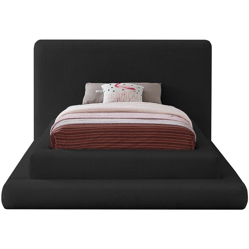 Bowery Hill Contemporary Soft Plush Black Teddy Fabric Twin Bed
