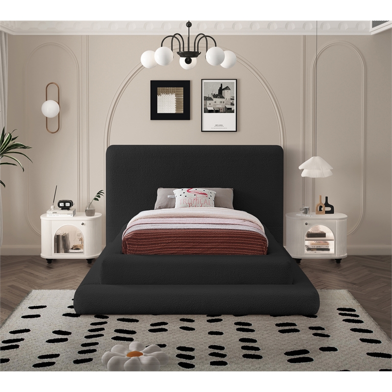 Bowery Hill Contemporary Soft Plush Black Teddy Fabric Twin Bed