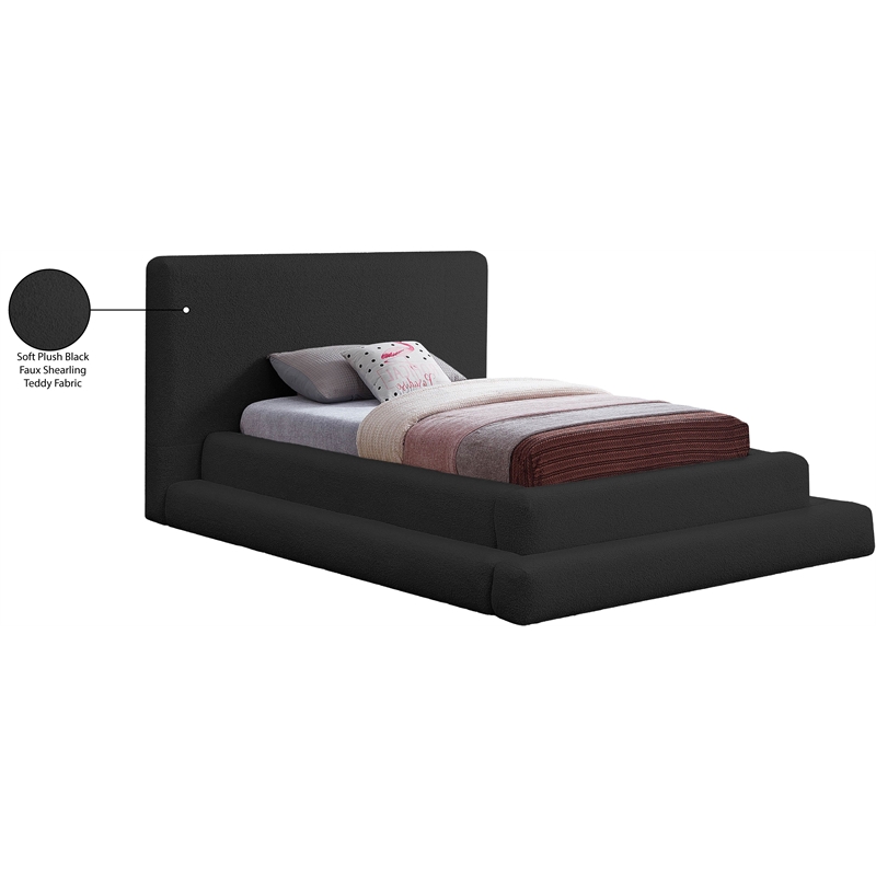 Bowery Hill Contemporary Soft Plush Black Teddy Fabric Twin Bed