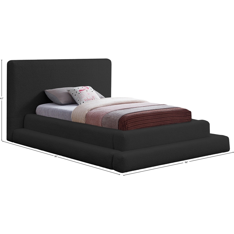 Bowery Hill Contemporary Soft Plush Black Teddy Fabric Twin Bed