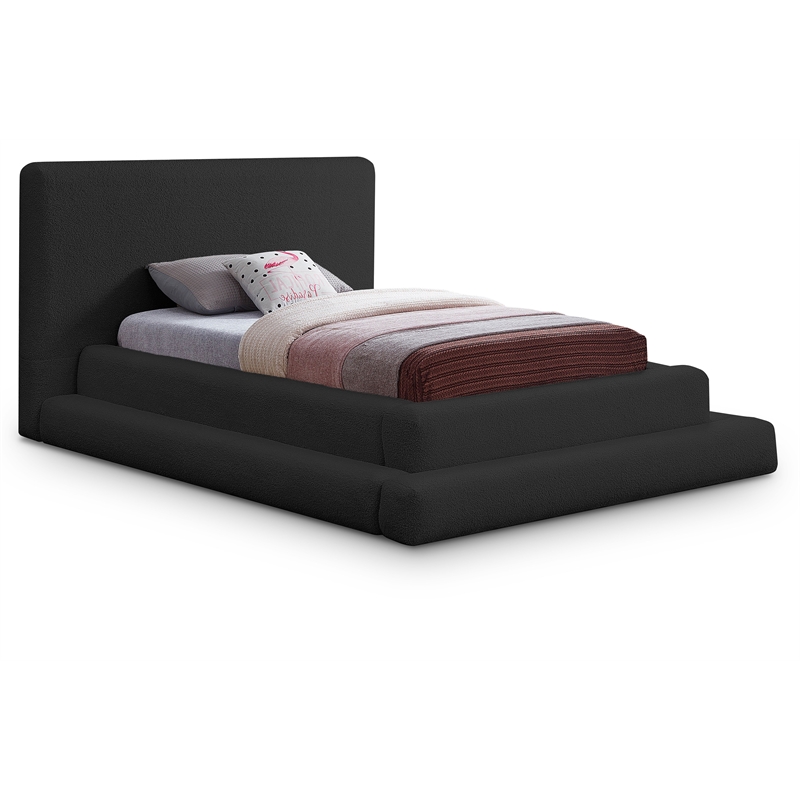 Bowery Hill Contemporary Soft Plush Black Teddy Fabric Twin Bed