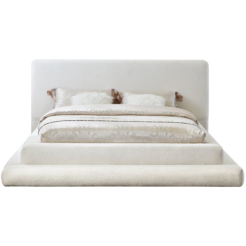 Bowery Hill Contemporary Soft Plush Cream Teddy Fabric Full Bed