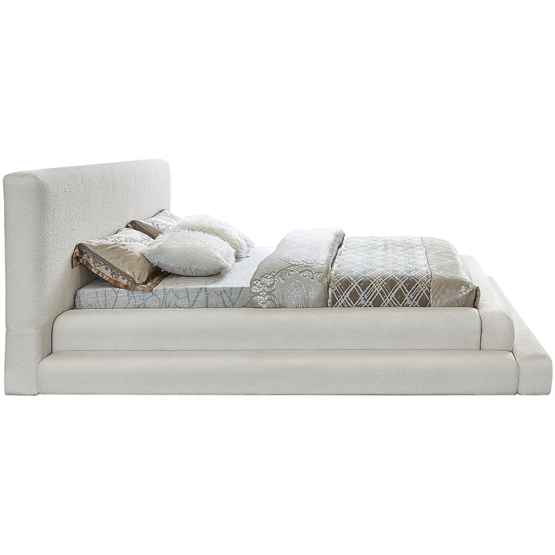 Bowery Hill Contemporary Soft Plush Cream Teddy Fabric Full Bed