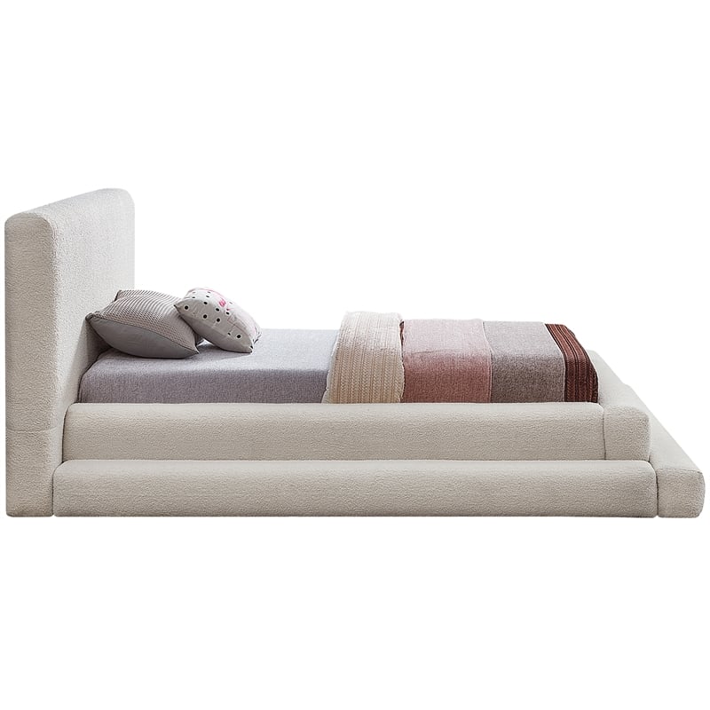 Bowery Hill Contemporary Soft Plush Cream Teddy Fabric Twin Bed