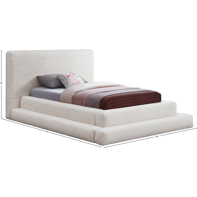Bowery Hill Contemporary Soft Plush Cream Teddy Fabric Twin Bed