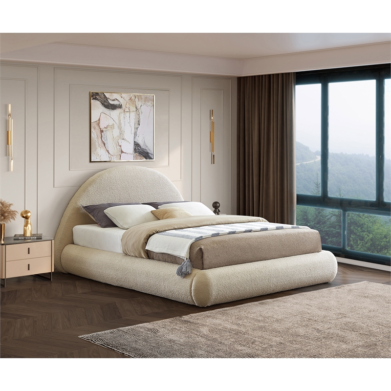 Bowery Hill Contemporary Soft Plush Beige Teddy Fabric Full Bed