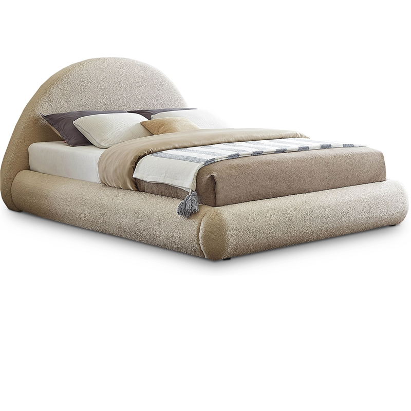 Bowery Hill Contemporary Soft Plush Beige Teddy Fabric Full Bed