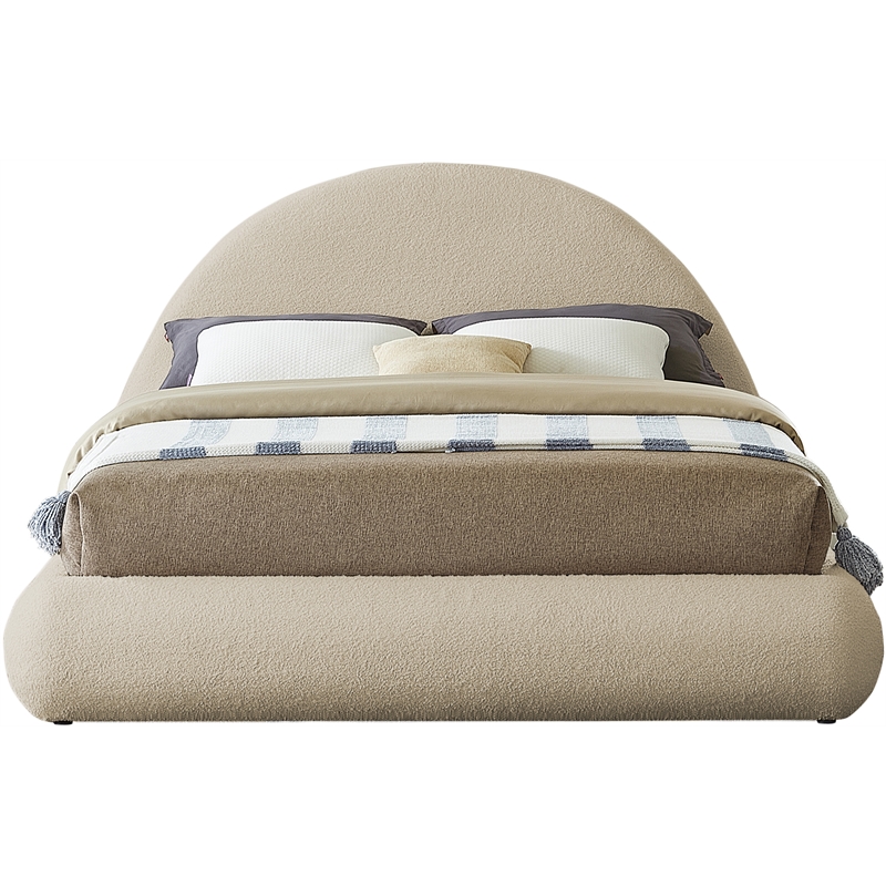Bowery Hill Contemporary Soft Plush Beige Teddy Fabric Full Bed