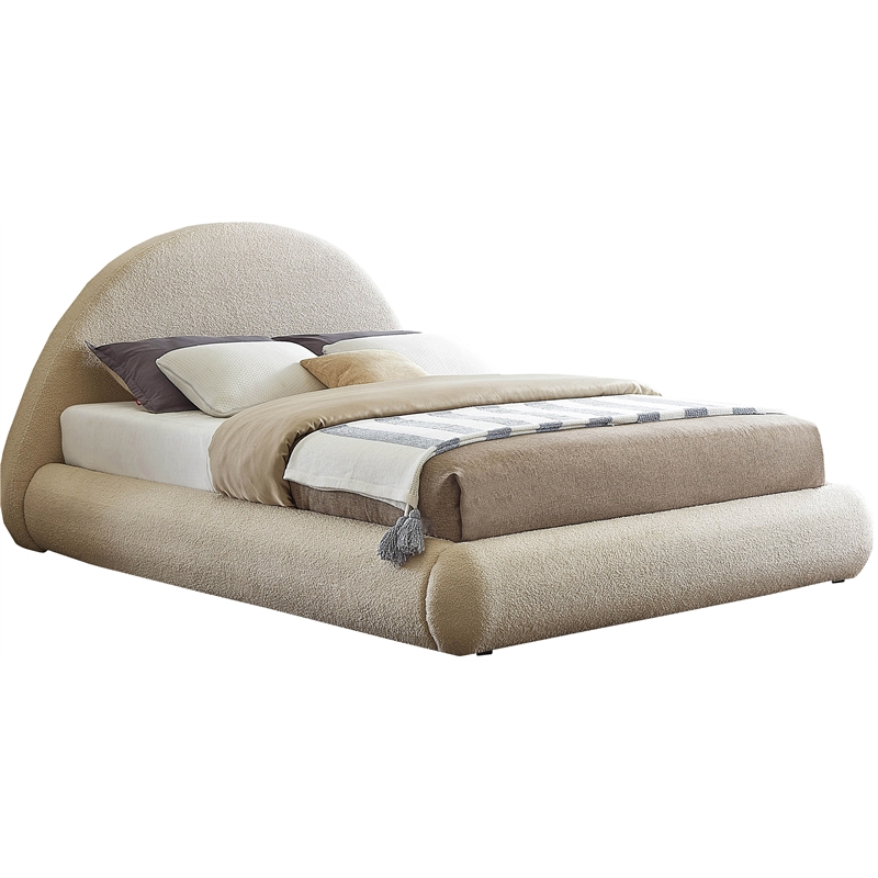 Bowery Hill Contemporary Soft Plush Beige Teddy Fabric Full Bed