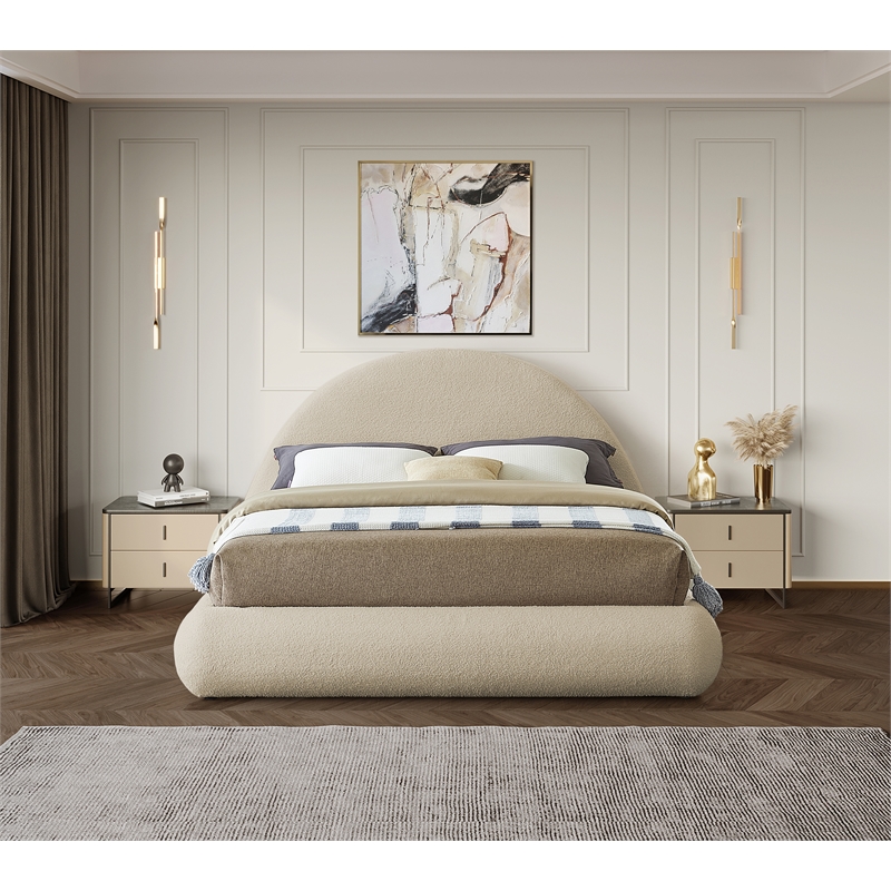 Bowery Hill Contemporary Soft Plush Beige Teddy Fabric Full Bed