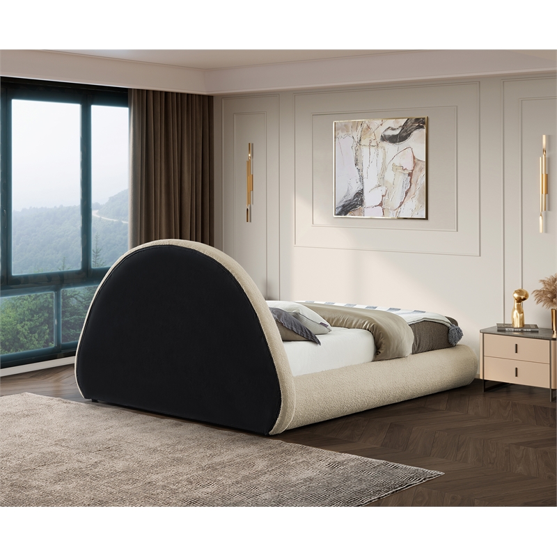 Bowery Hill Contemporary Soft Plush Beige Teddy Fabric Full Bed
