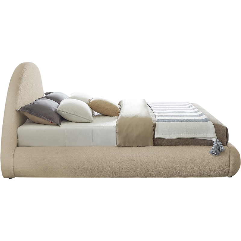 Bowery Hill Contemporary Soft Plush Beige Teddy Fabric Full Bed