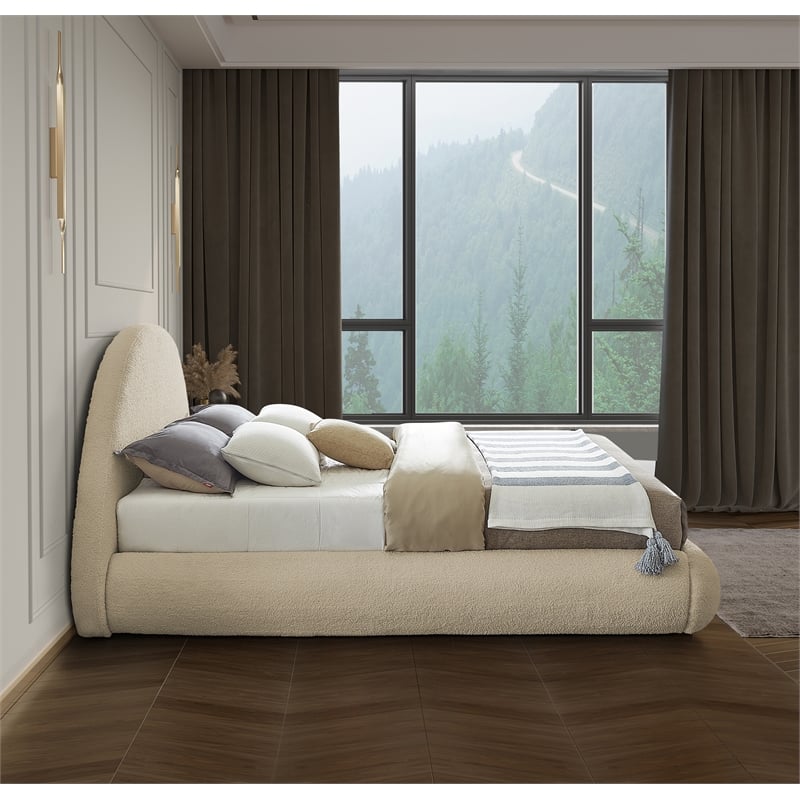 Bowery Hill Contemporary Soft Plush Beige Teddy Fabric Full Bed