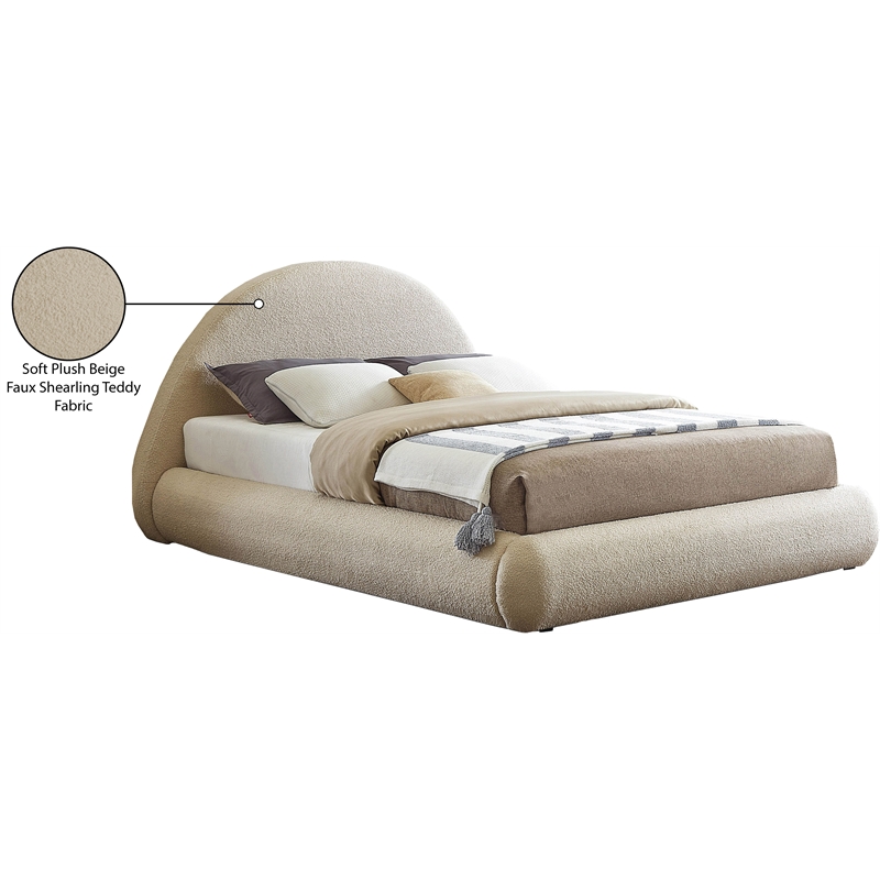 Bowery Hill Contemporary Soft Plush Beige Teddy Fabric Full Bed