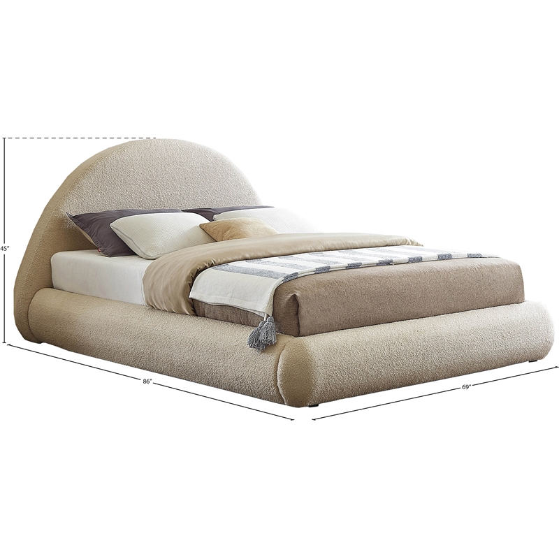 Bowery Hill Contemporary Soft Plush Beige Teddy Fabric Full Bed