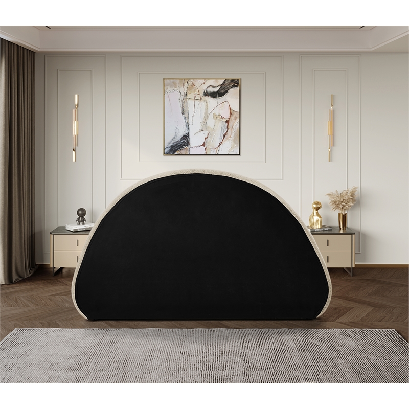 Bowery Hill Contemporary Soft Plush Beige Teddy Fabric King Bed