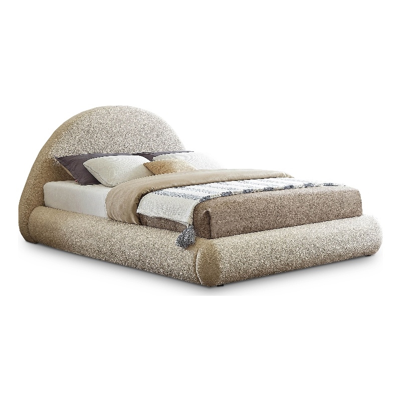 Bowery Hill Contemporary Soft Plush Beige Teddy Fabric King Bed