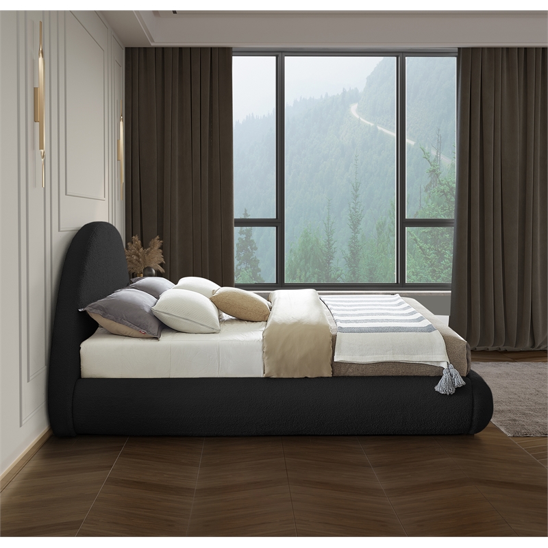 Bowery Hill Contemporary Soft Plush Black Teddy Fabric Full Bed