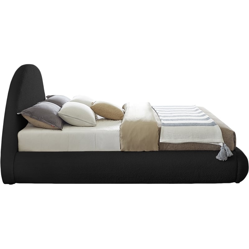 Bowery Hill Contemporary Soft Plush Black Teddy Fabric King Bed
