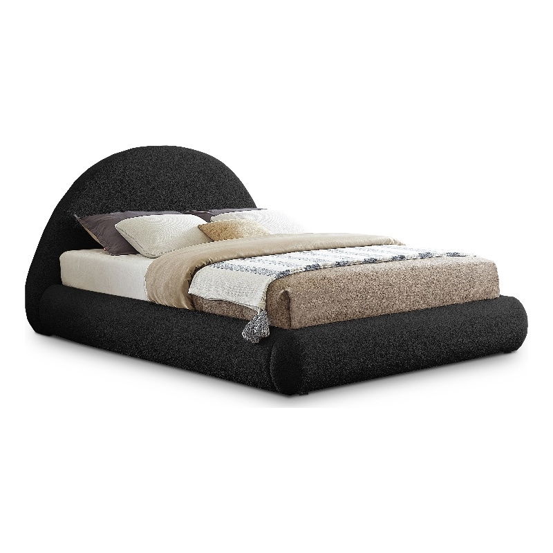 Bowery Hill Contemporary Soft Plush Black Teddy Fabric King Bed