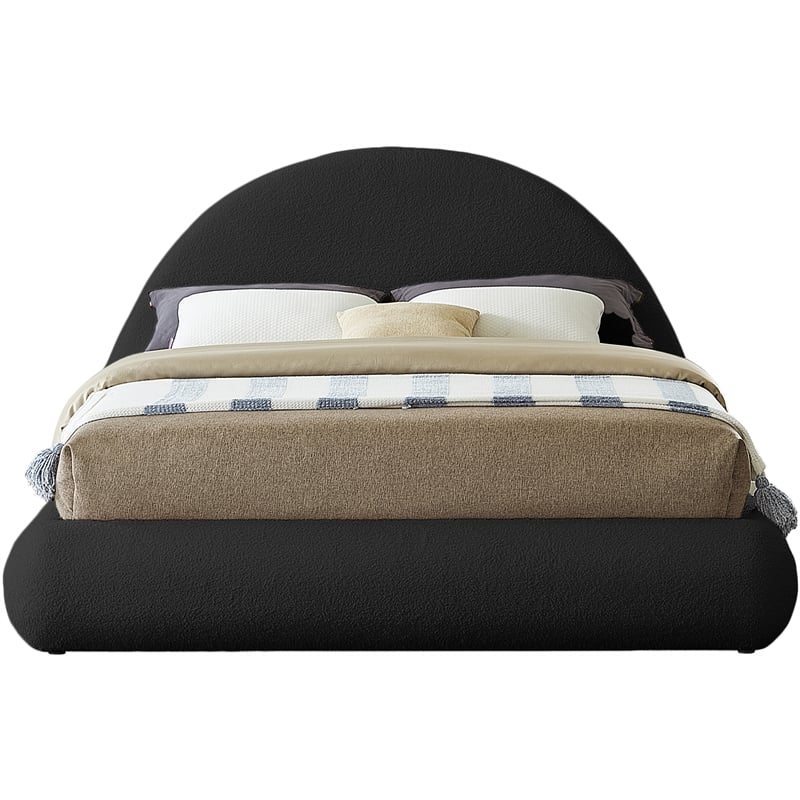 Bowery Hill Contemporary Soft Plush Black Teddy Fabric Queen Bed