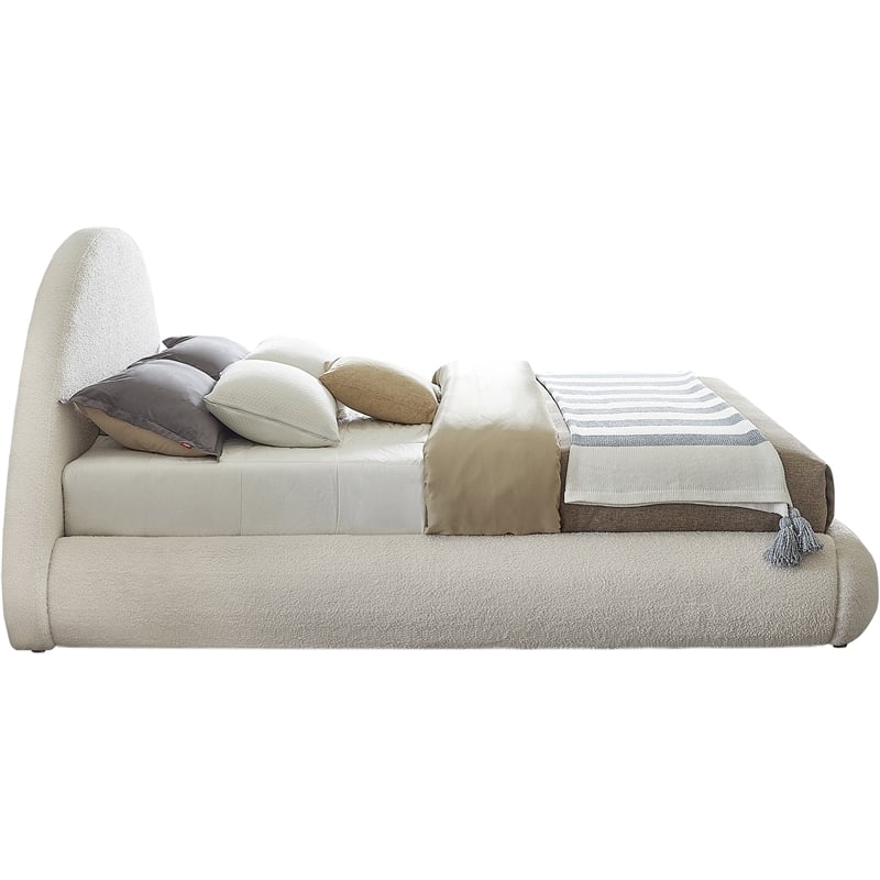 Bowery Hill Contemporary Soft Plush Cream Teddy Fabric Full Bed