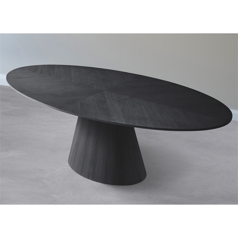 Bowery Hill Modern / Contemporary Oak Wood Veneer Black Dining Table