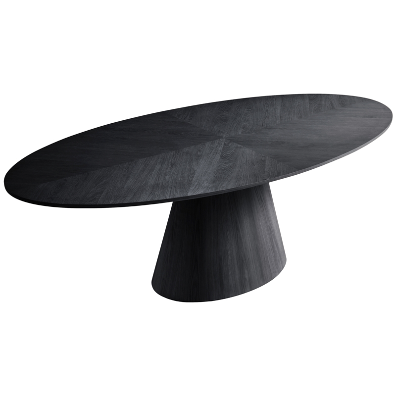 Bowery Hill Modern / Contemporary Oak Wood Veneer Black Dining Table