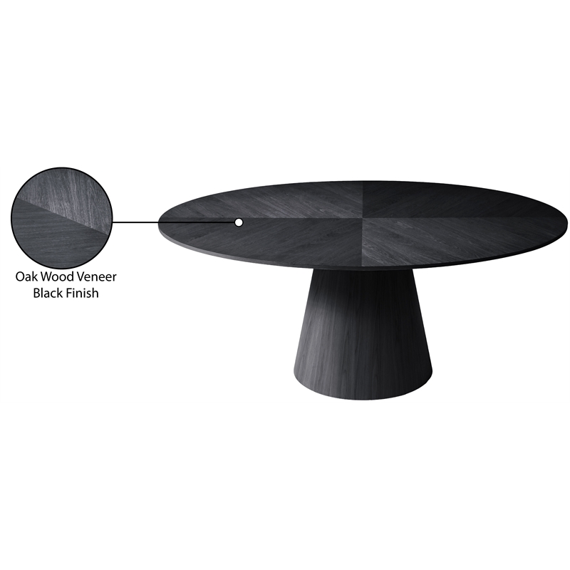 Bowery Hill Modern / Contemporary Oak Wood Veneer Black Dining Table