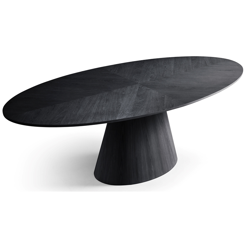 Bowery Hill Modern / Contemporary Oak Wood Veneer Black Dining Table