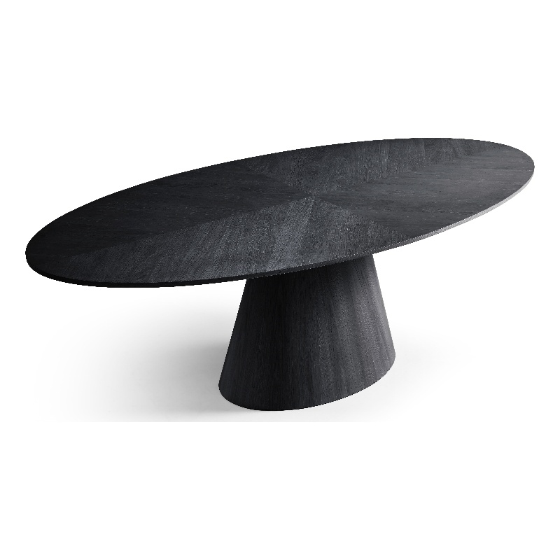 Bowery Hill Modern / Contemporary Oak Wood Veneer Black Dining Table