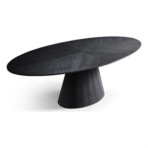 Bowery Hill Modern / Contemporary Oak Wood Veneer Black Dining Table