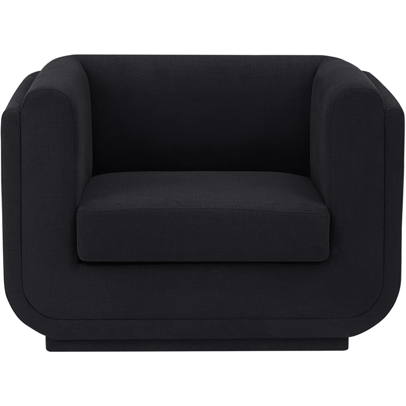 Bowery Hill Contemporary Soft Black Linen Textured Fabric Chair