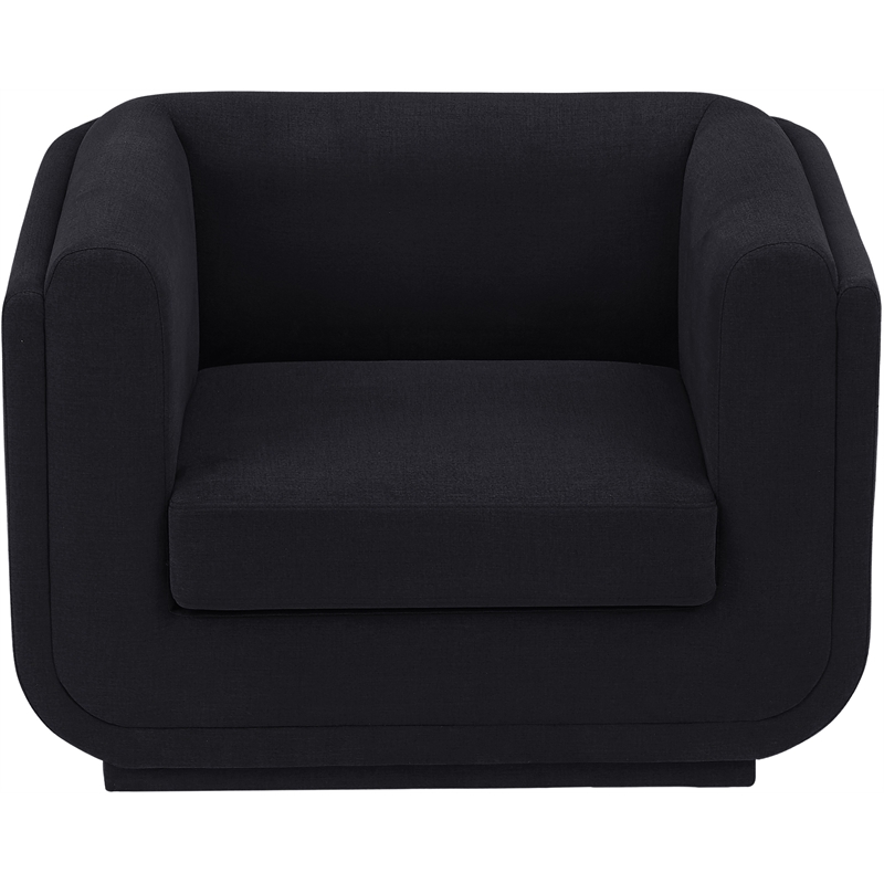 Bowery Hill Contemporary Soft Black Linen Textured Fabric Chair