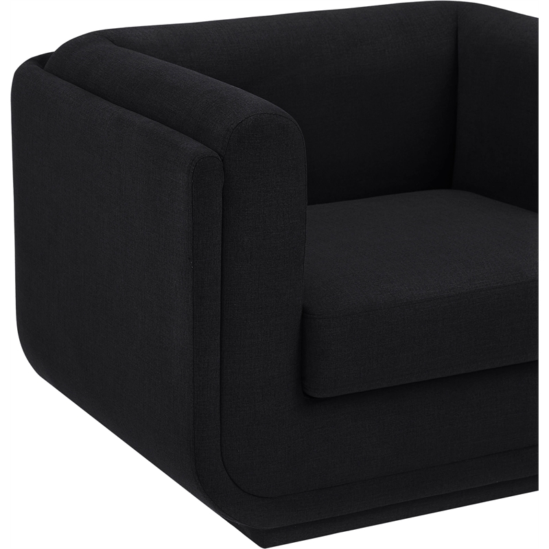 Bowery Hill Contemporary Soft Black Linen Textured Fabric Chair