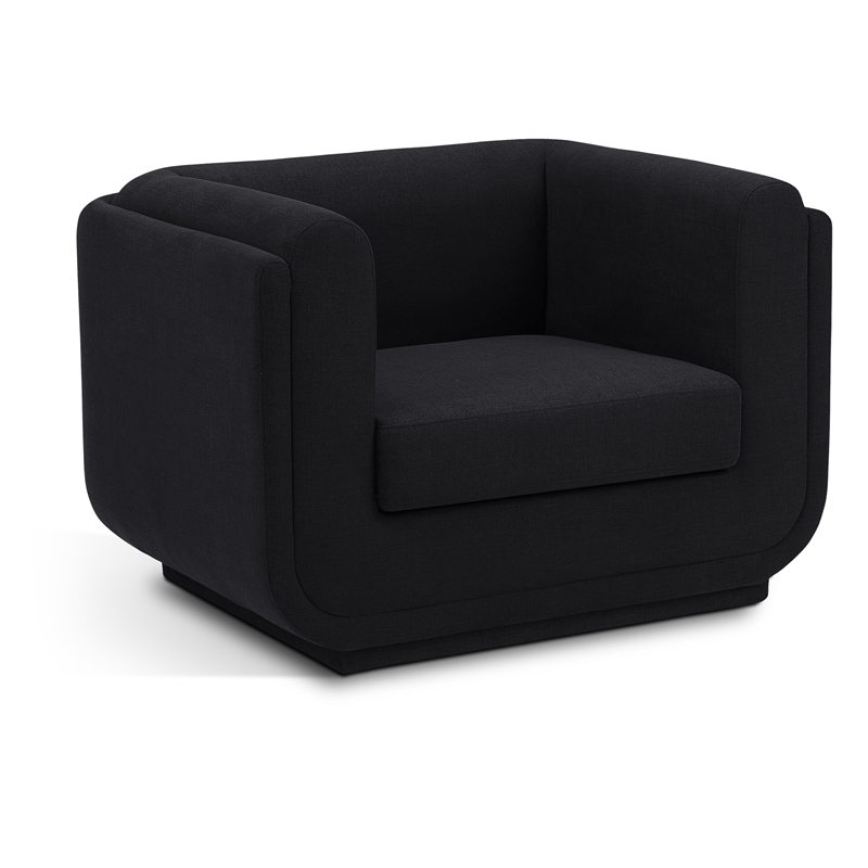 Bowery Hill Contemporary Soft Black Linen Textured Fabric Chair