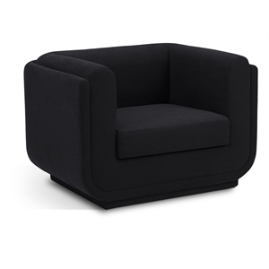 Bowery Hill Contemporary Soft Black Linen Textured Fabric Chair