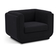 Bowery Hill Contemporary Soft Black Linen Textured Fabric Chair
