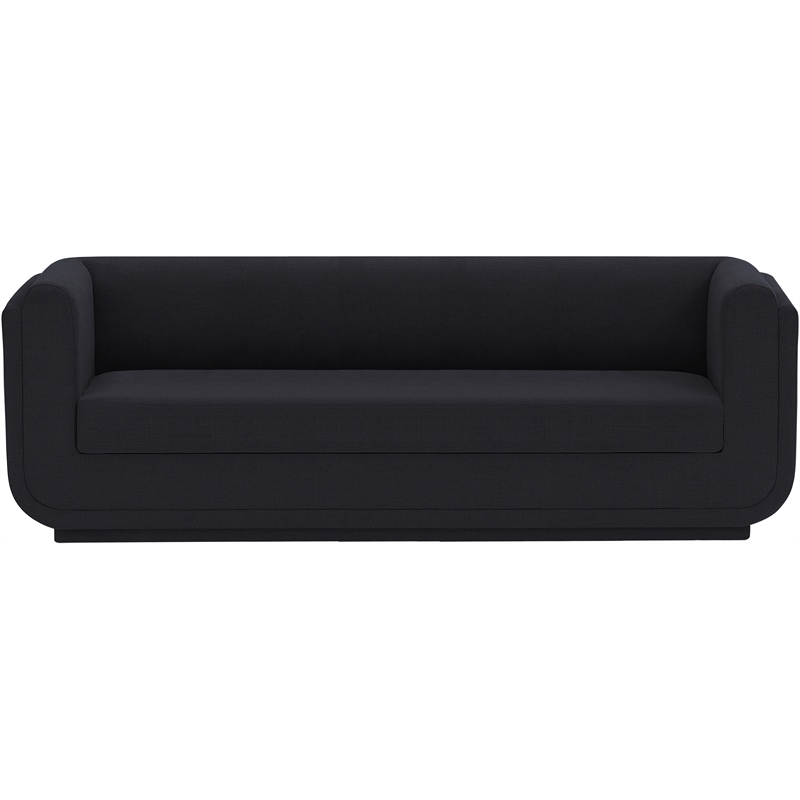 Bowery Hill Contemporary Soft Black Linen Textured Fabric Sofa