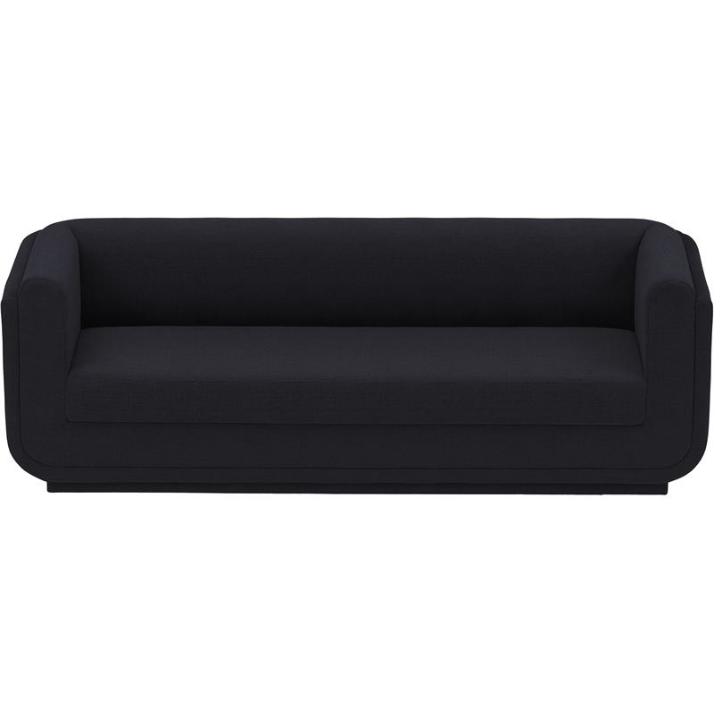 Bowery Hill Contemporary Soft Black Linen Textured Fabric Sofa