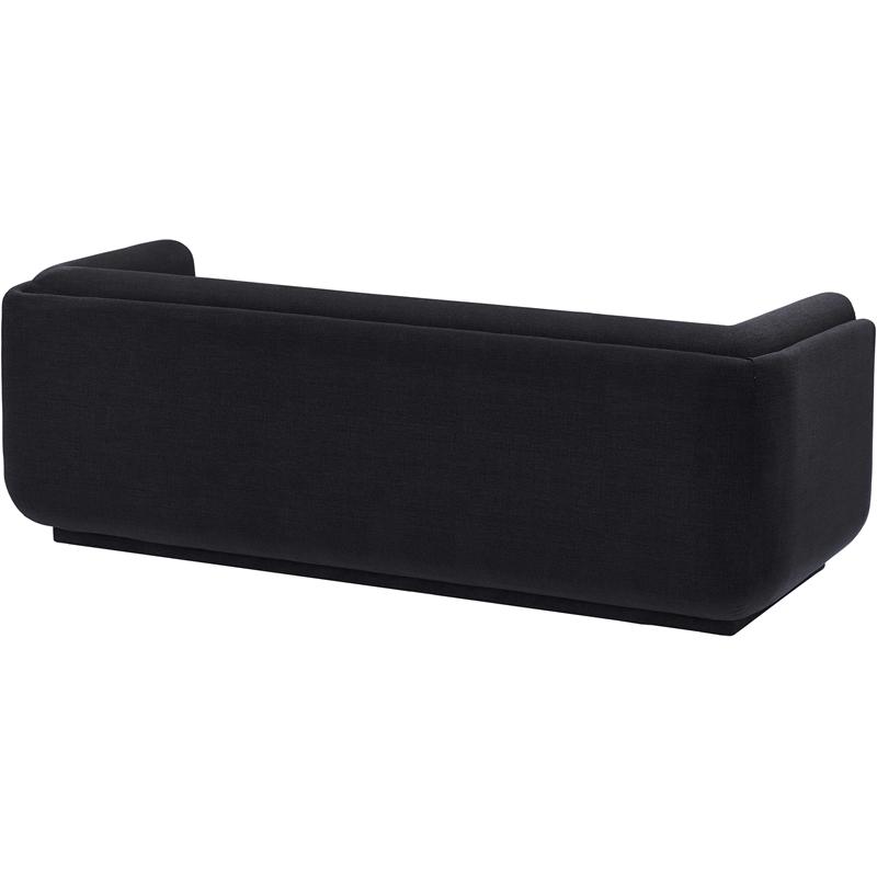Bowery Hill Contemporary Soft Black Linen Textured Fabric Sofa
