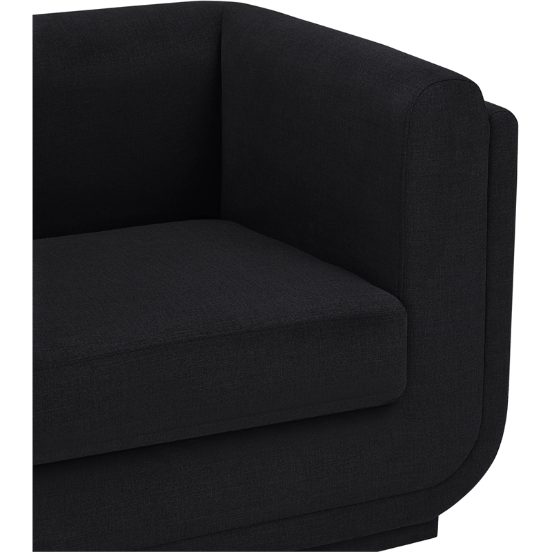 Bowery Hill Contemporary Soft Black Linen Textured Fabric Sofa