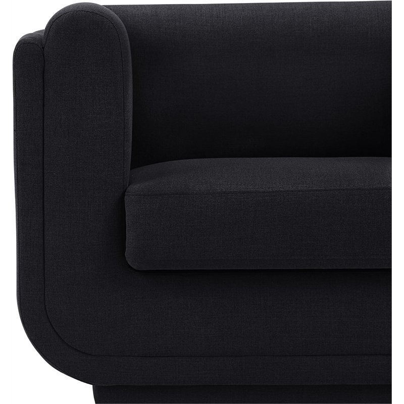 Bowery Hill Contemporary Soft Black Linen Textured Fabric Sofa