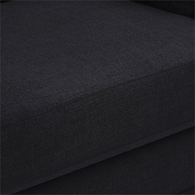 Bowery Hill Contemporary Soft Black Linen Textured Fabric Sofa