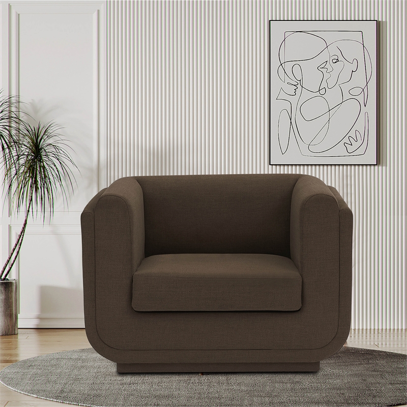 Bowery Hill Contemporary Soft Brown Linen Textured Fabric Chair