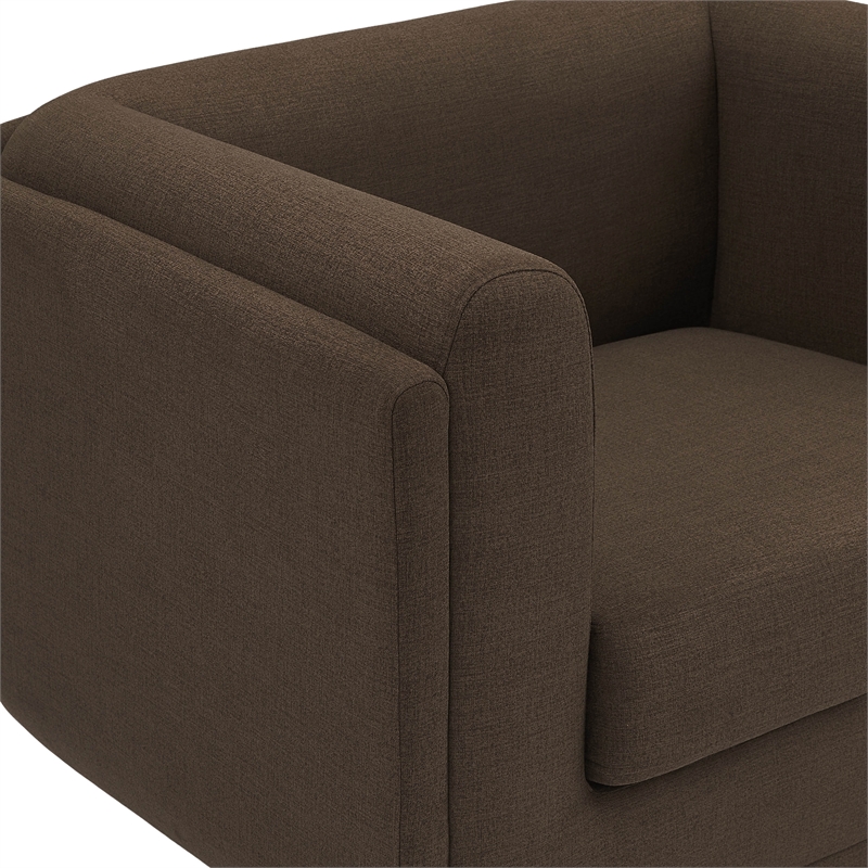 Bowery Hill Contemporary Soft Brown Linen Textured Fabric Chair