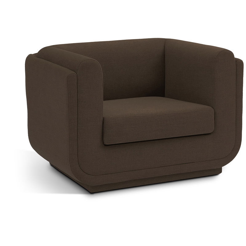 Bowery Hill Contemporary Soft Brown Linen Textured Fabric Chair