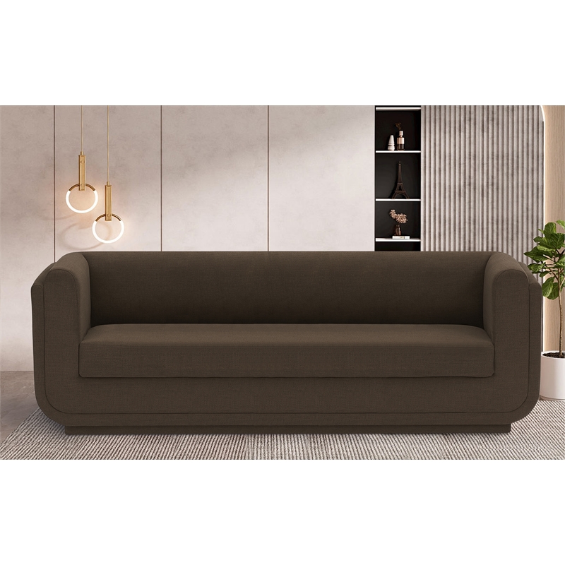 Bowery Hill Contemporary Soft Brown Linen Textured Fabric Sofa